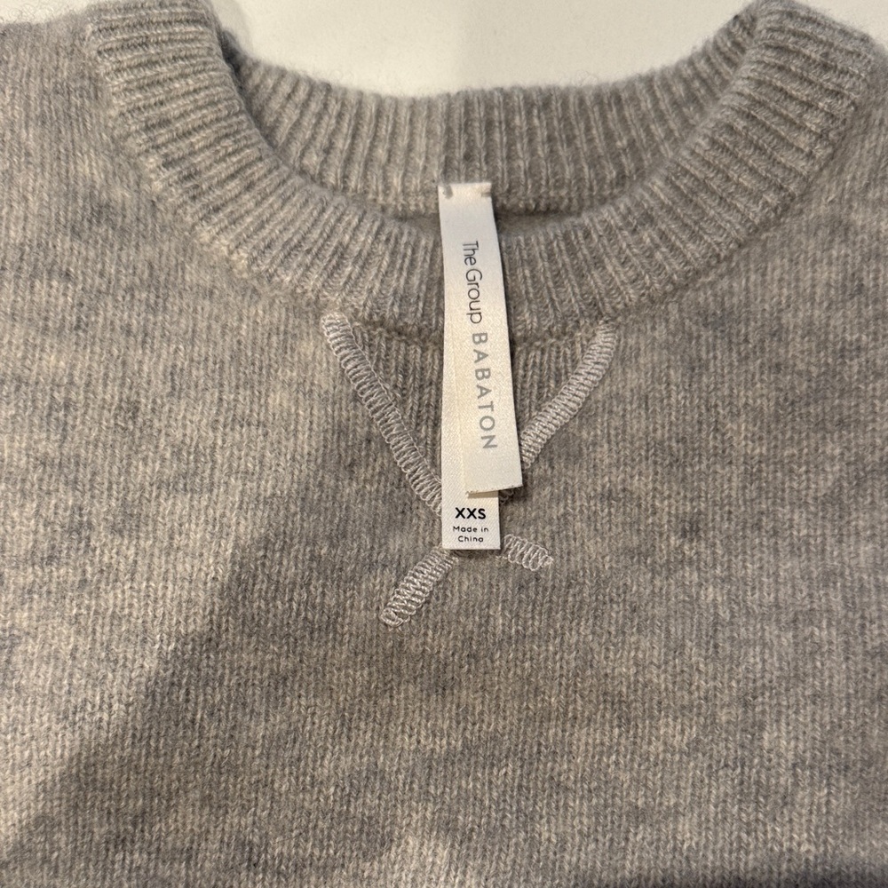 The Group by Babaton Gray Luxe Cashmere Cropped Crew Neck Sweater
